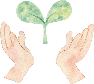 両手の中から双葉が芽生える様子